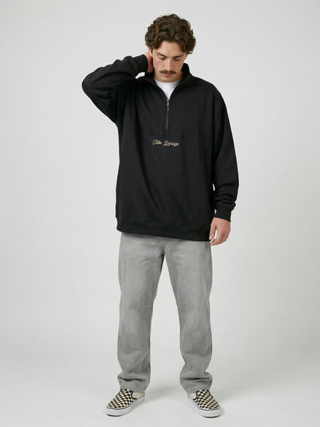 Poleron Half Zipper Negro Hombre Ozzy