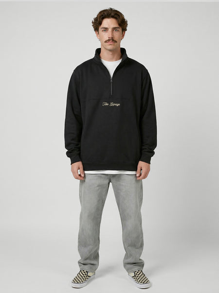 Poleron Half Zipper Negro Hombre Ozzy