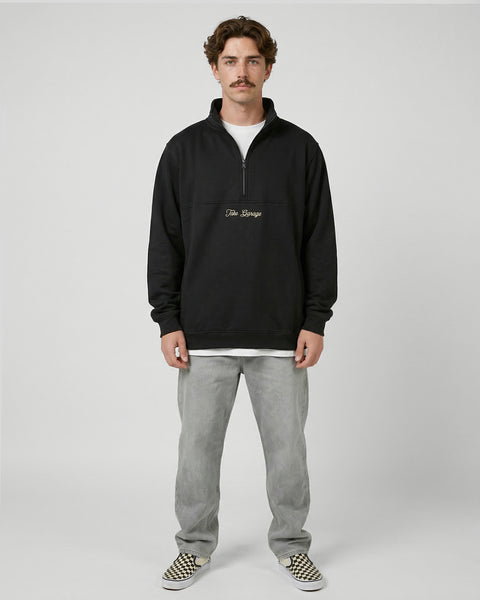 Poleron Half Zipper Negro Hombre Ozzy