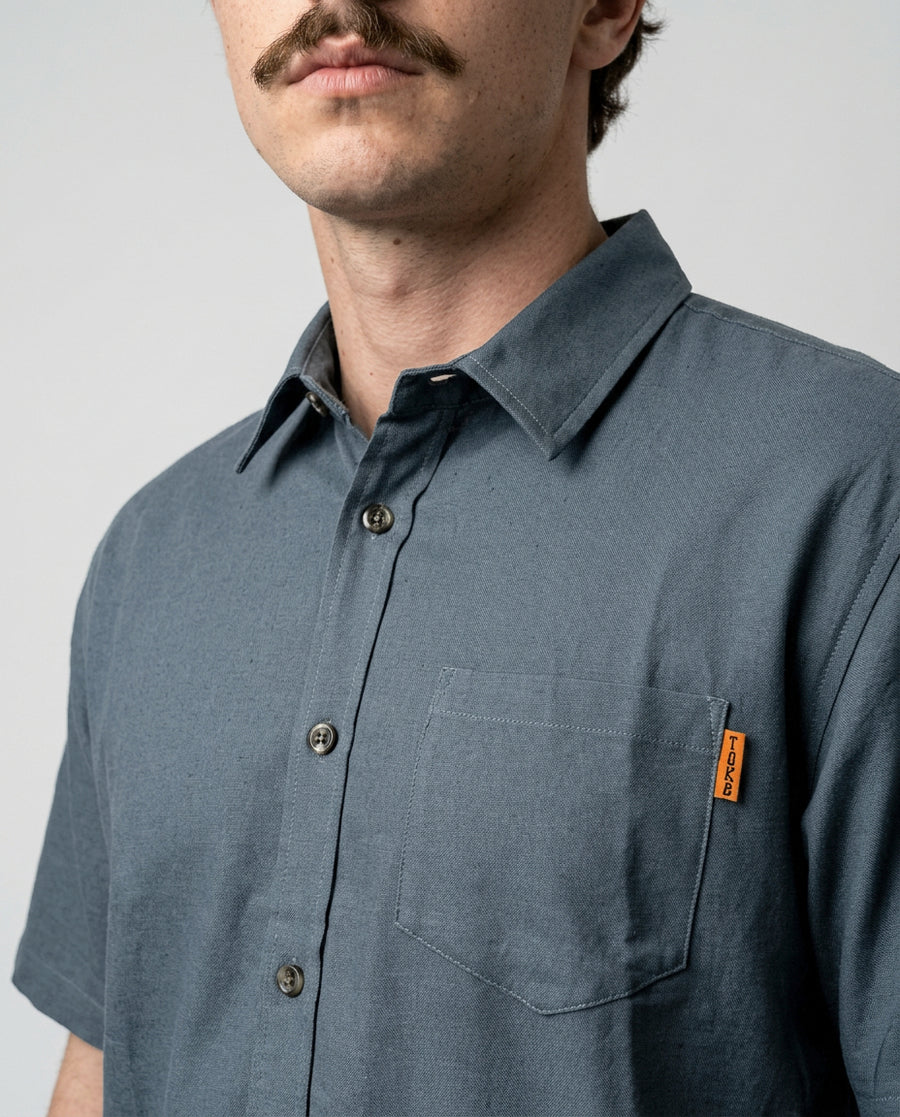 Camisa Hombre Lisa Azul Toke