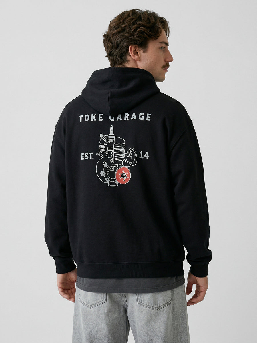 Poleron Full Zipper Negro Hombre Fuel
