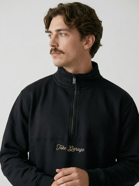 Poleron Half Zipper Negro Hombre Ozzy