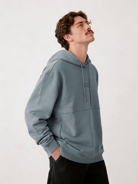 Poleron Hombre Hoodie Azul Lines