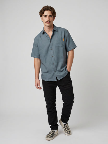 Camisa Hombre Lisa Azul Toke