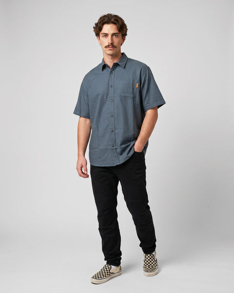 Camisa Hombre Lisa Azul Toke