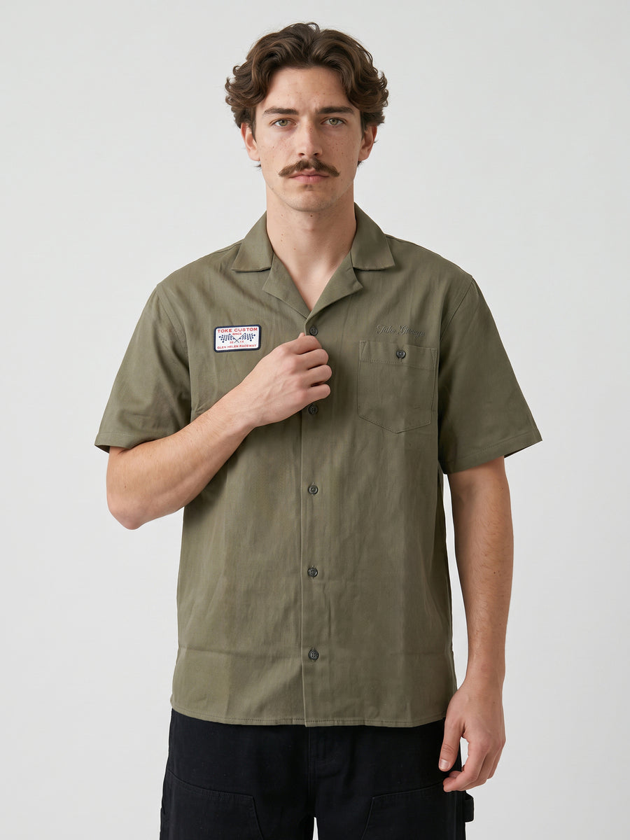 Camisa Manga Corta Verde Hombre Garage - Toke