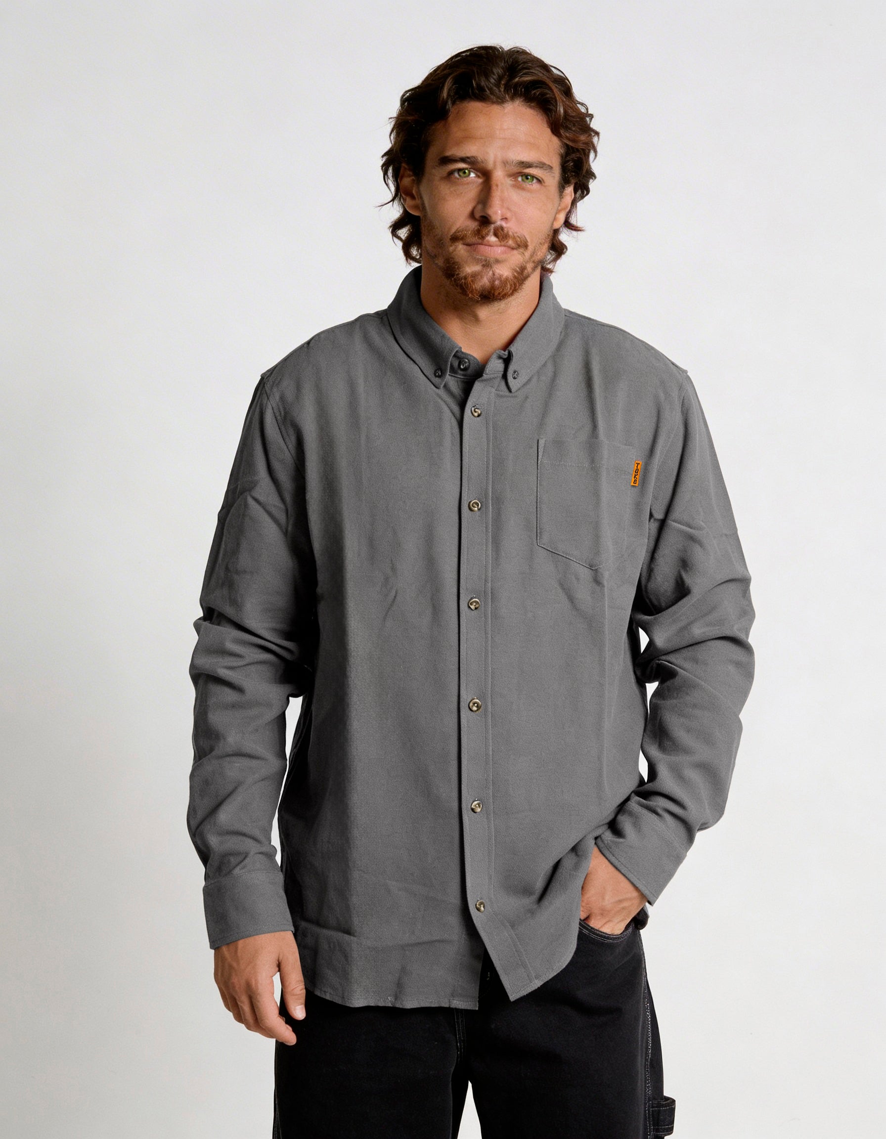Camisa Manga Larga Hombre Algodón Gris – Toke