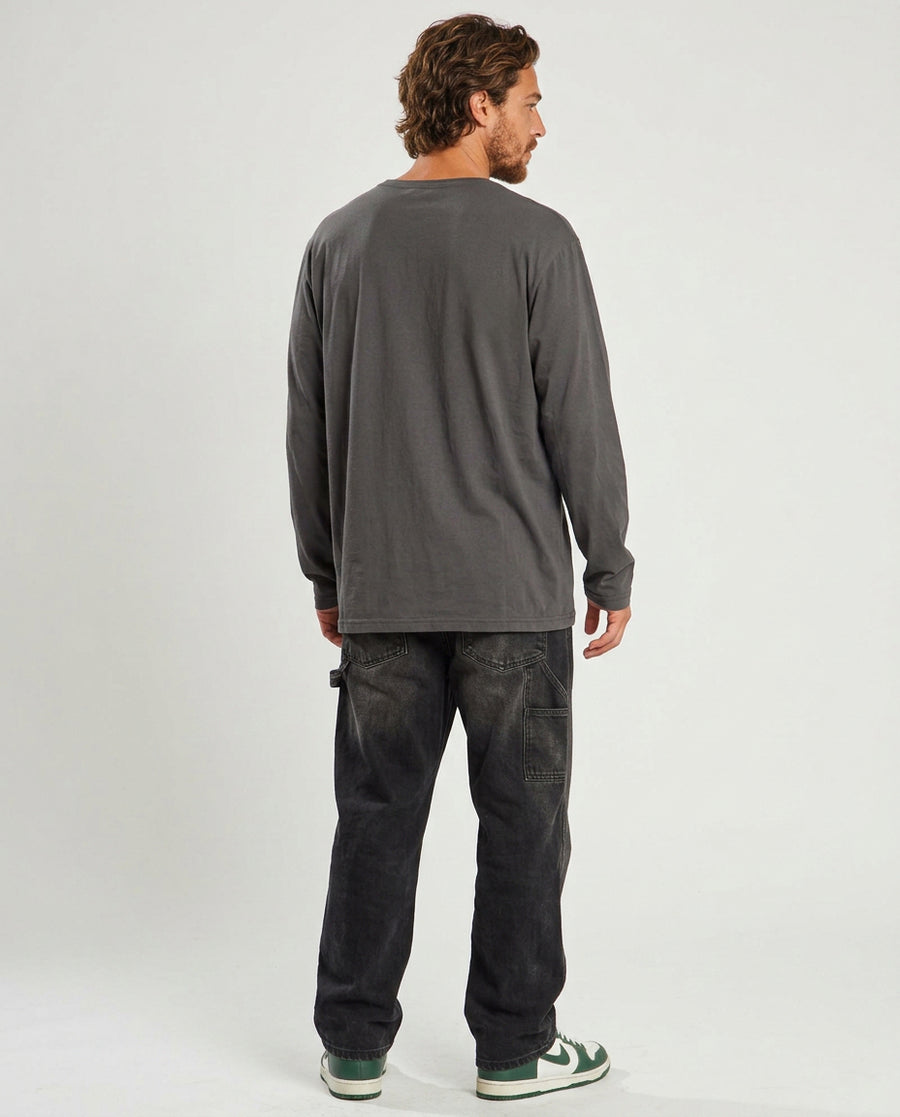 Polera Manga Larga Hombre Gris Oscuro Garage