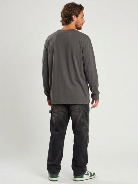 Polera Manga Larga Hombre Gris Oscuro Garage