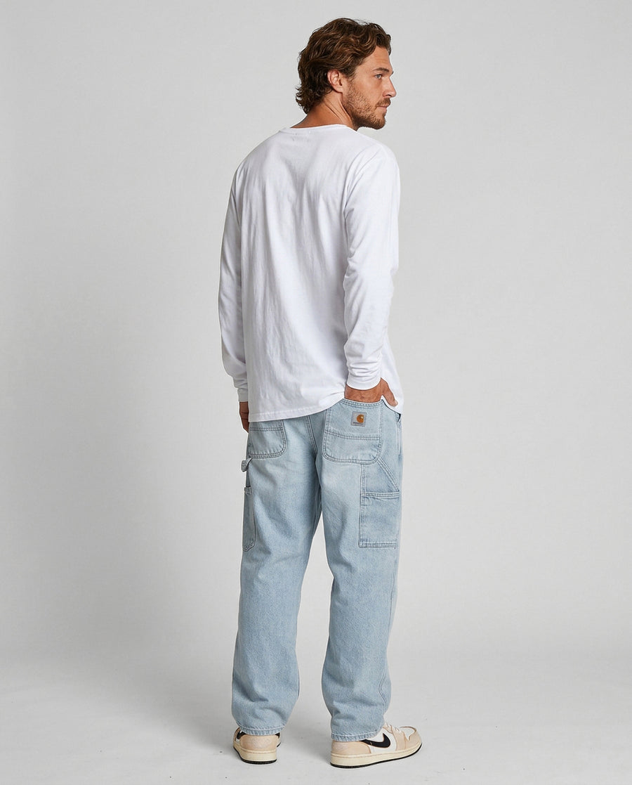 Polera Manga Larga Hombre Blanca Garage