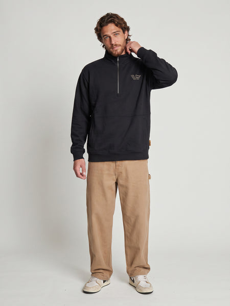 Poleron Hombre Half Zipper Negro