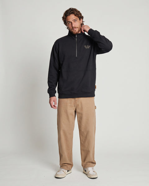 Poleron Hombre Half Zipper Negro