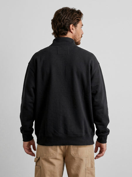 Poleron Hombre Half Zipper Negro