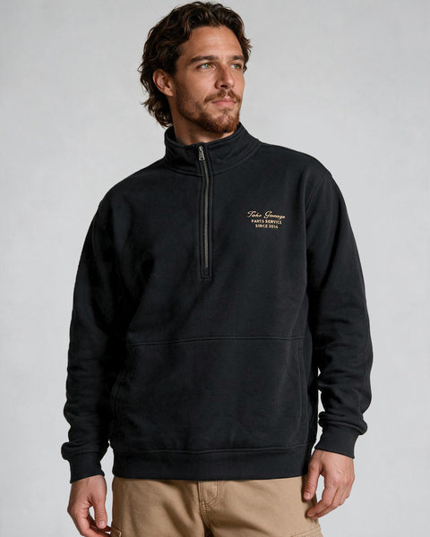 Poleron Hombre Half Zipper Negro