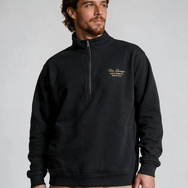 Poleron Hombre Half Zipper Negro