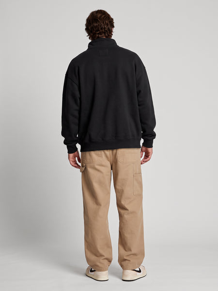 Poleron Hombre Half Zipper Negro