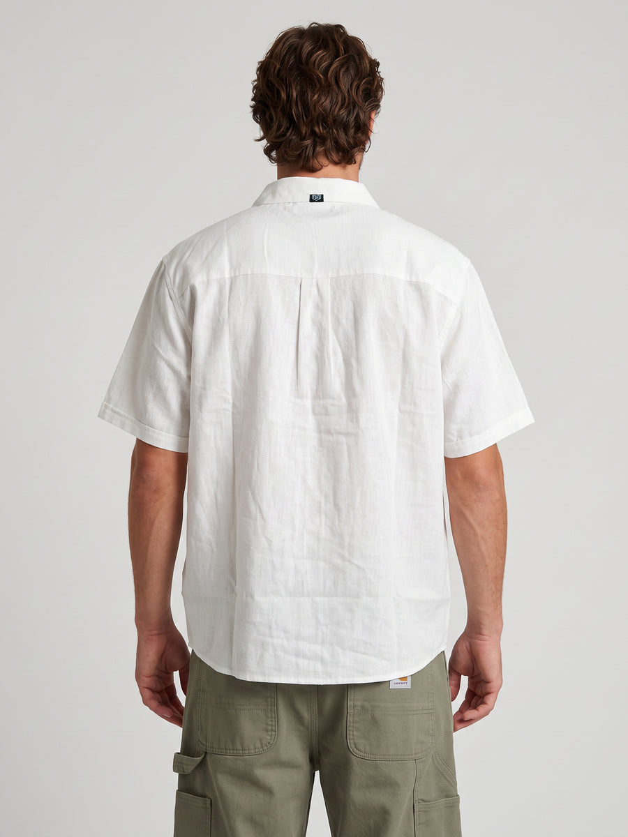 Camisa Lino Blanca Hombre Solid