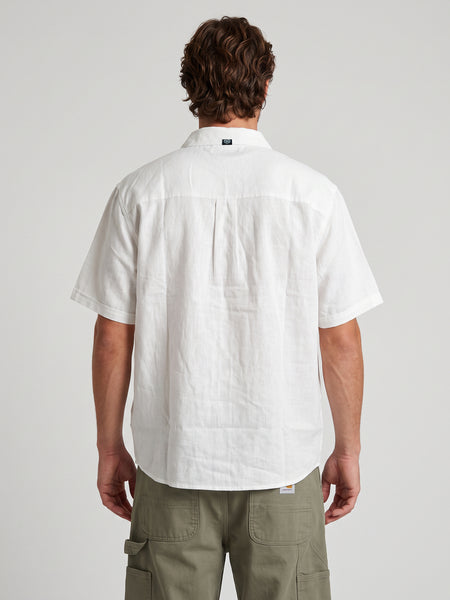 Camisa Lino Blanca Hombre Solid