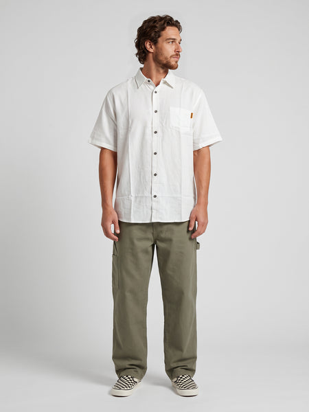 Camisa Lino Blanca Hombre Solid