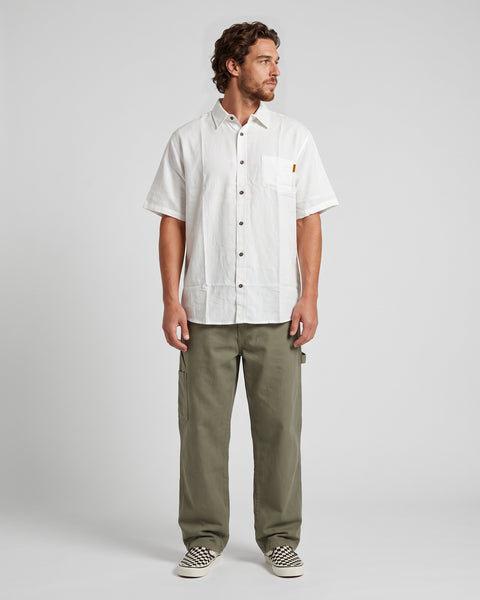 Camisa Lino Blanca Hombre Solid
