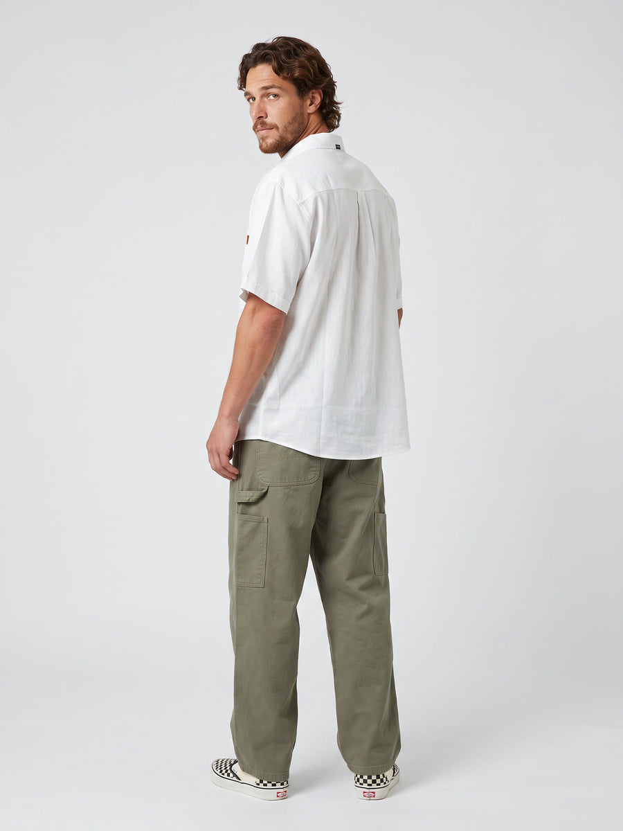 Camisa Lino Blanca Hombre Solid