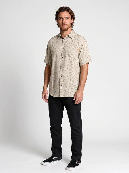 Camisa Hombre Estampada Beige Indian Toke