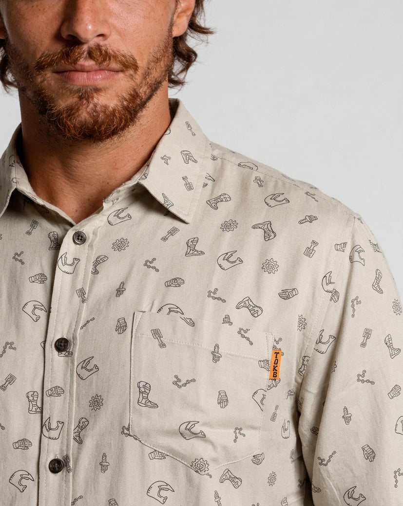 Camisa Hombre Estampada Beige Indian Toke