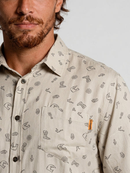 Camisa Hombre Estampada Beige Indian Toke