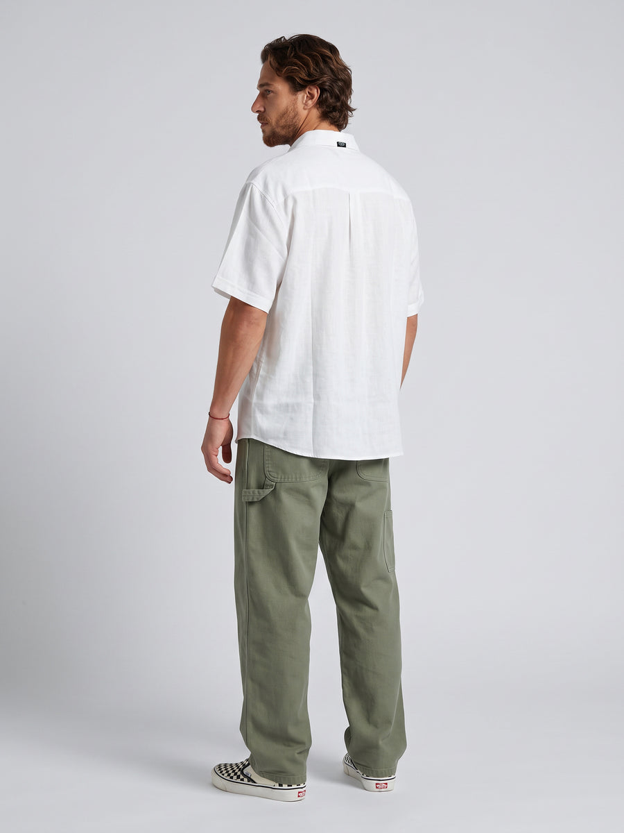 Camisa Lino Blanca Hombre Solid