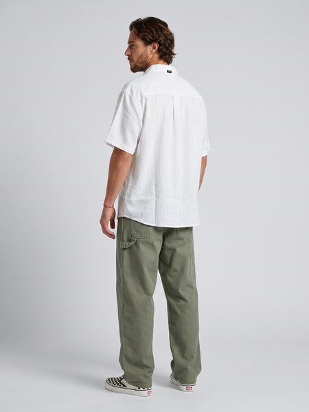 Camisa Lino Blanca Hombre Solid
