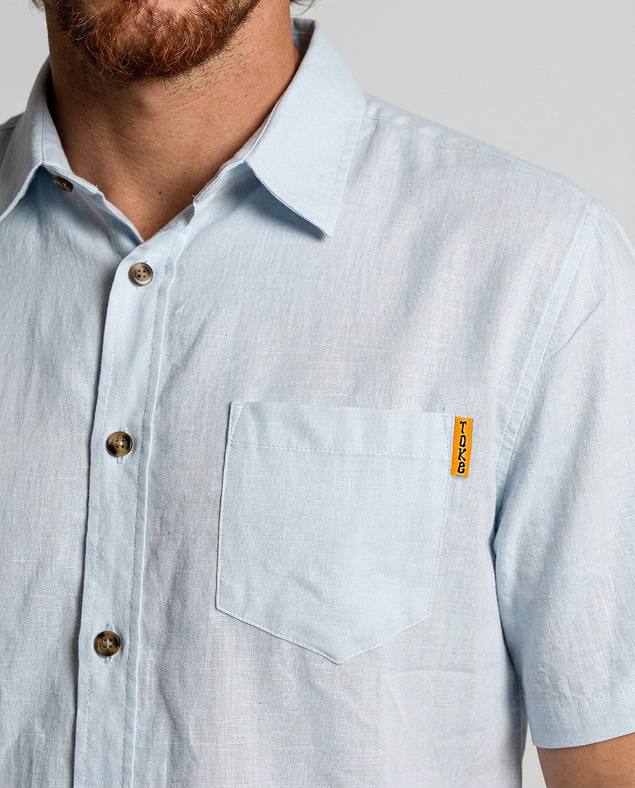 Camisa Hombre Lisa Celeste Toke