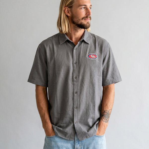 Camisa Hombre Retro Gris Oscuro