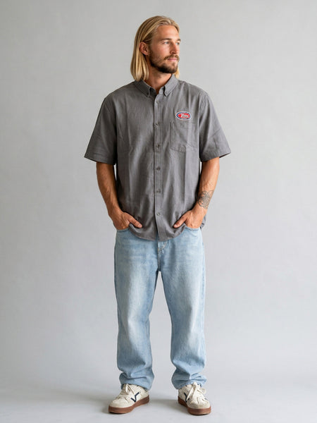 Camisa Hombre Retro Gris Oscuro