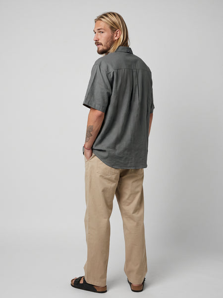 Camisa Lino Gris Hombre Solid - Toke - vista 3