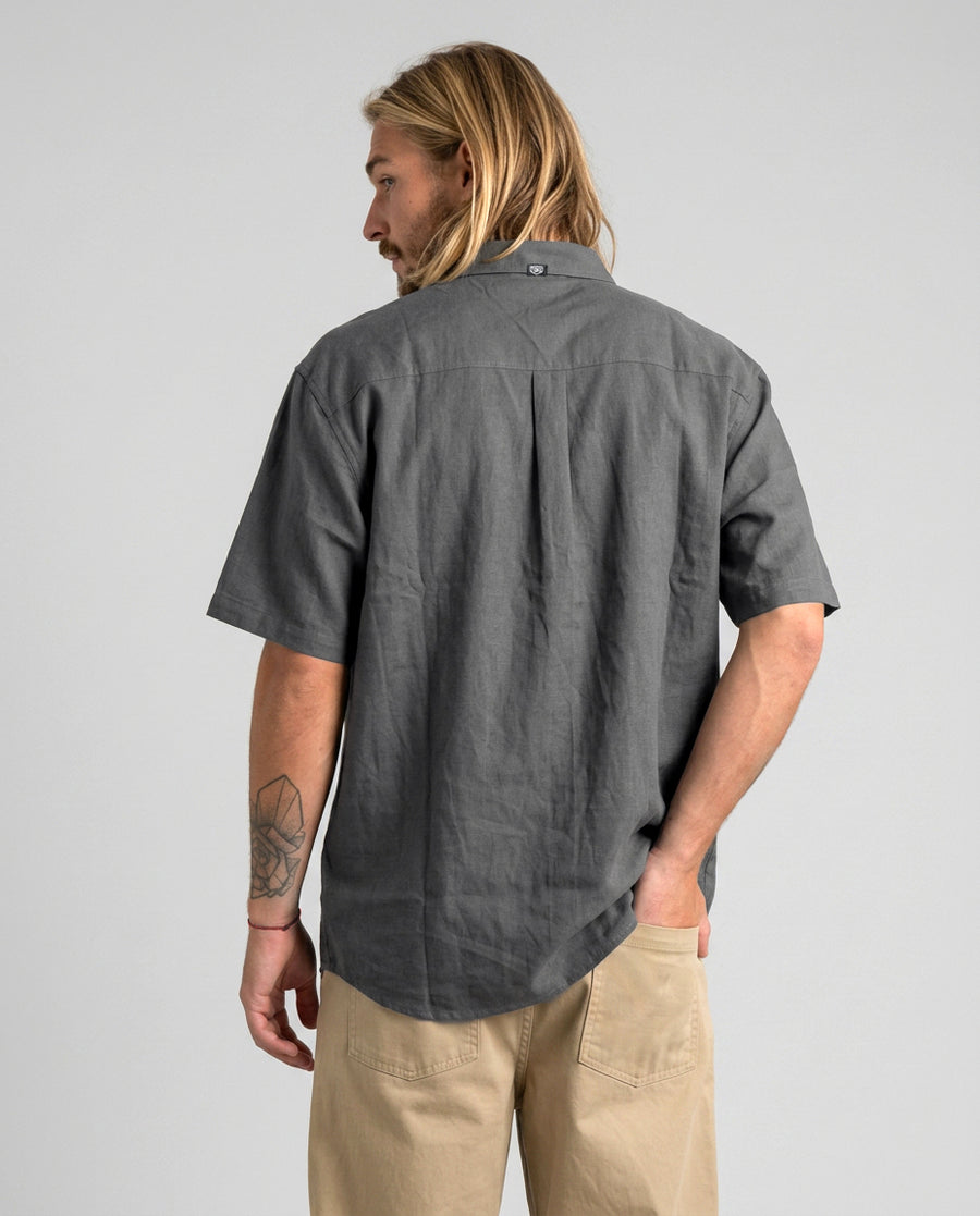 Camisa Lino Gris Hombre Solid