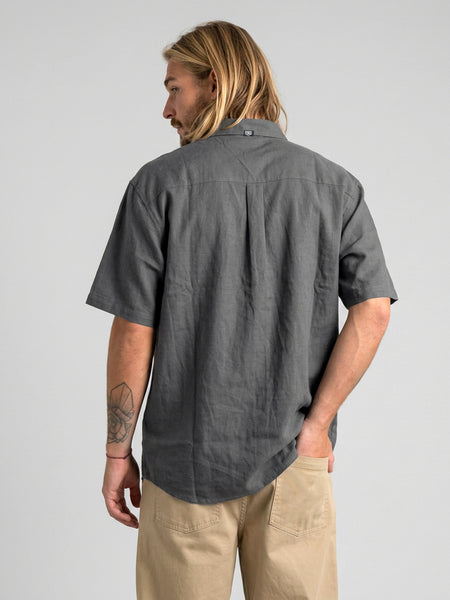 Camisa Lino Gris Hombre Solid