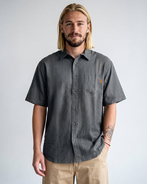 Camisa Lino Gris Hombre Solid - Toke