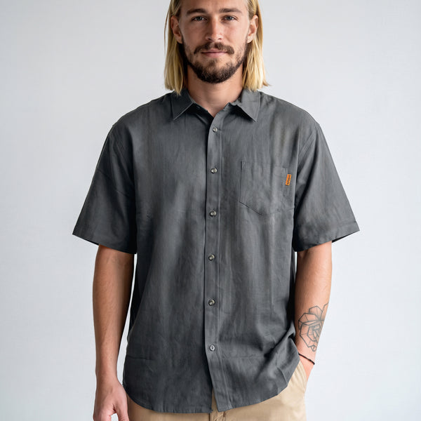 Camisa Lino Gris Hombre Solid - Toke