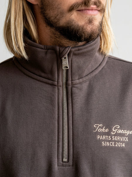 Poleron Hombre Half Zipper Café