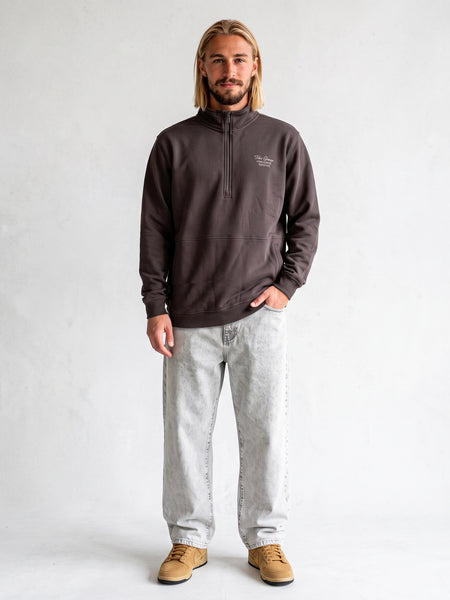 Poleron Hombre Half Zipper Café