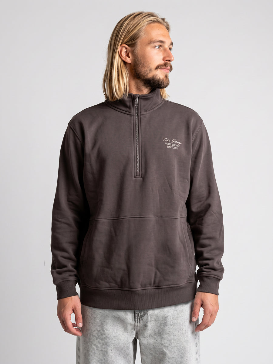 Poleron Hombre Half Zipper Café