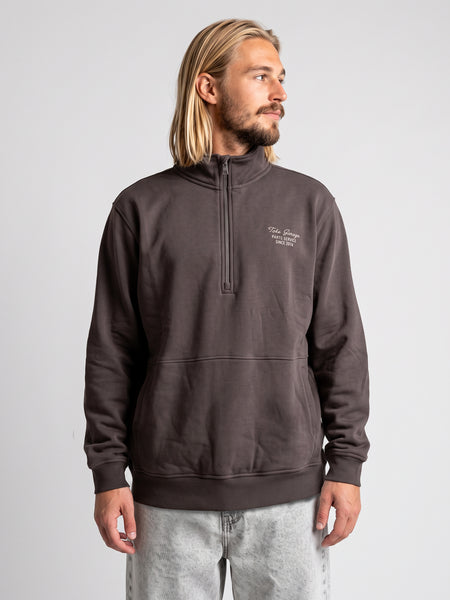 Poleron Hombre Half Zipper Café