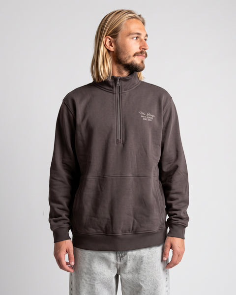 Poleron Hombre Half Zipper Café