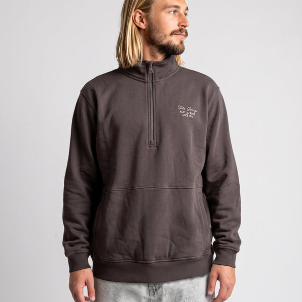 Poleron Hombre Half Zipper Café