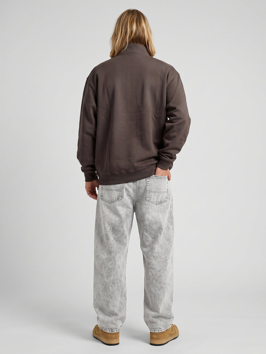 Poleron Hombre Half Zipper Café