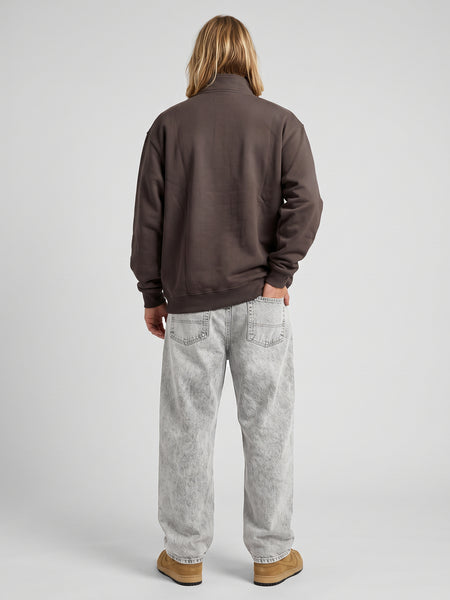 Poleron Hombre Half Zipper Café