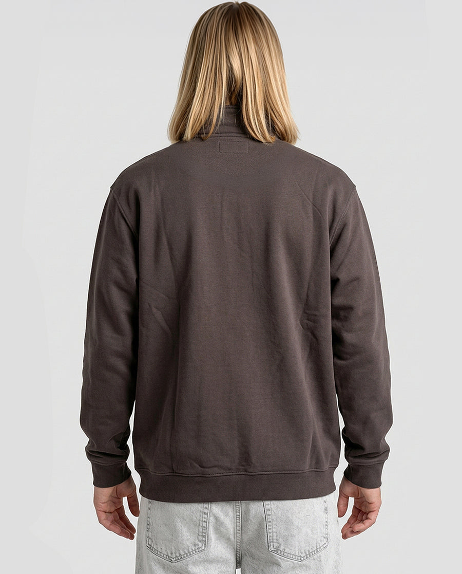 Poleron Hombre Half Zipper Café