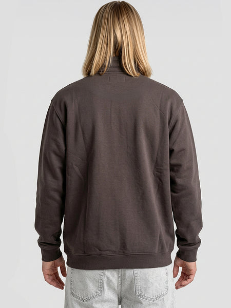Poleron Hombre Half Zipper Café