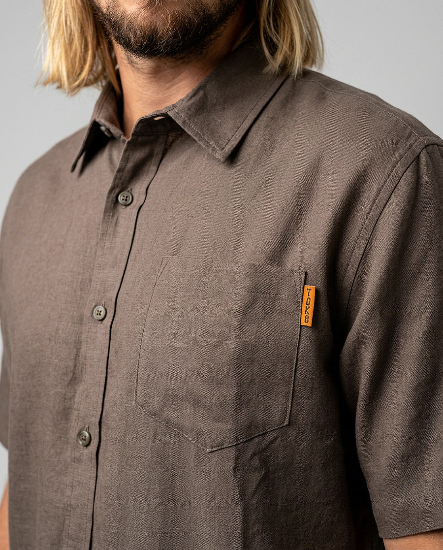 Camisa Hombre Lisa Café Toke