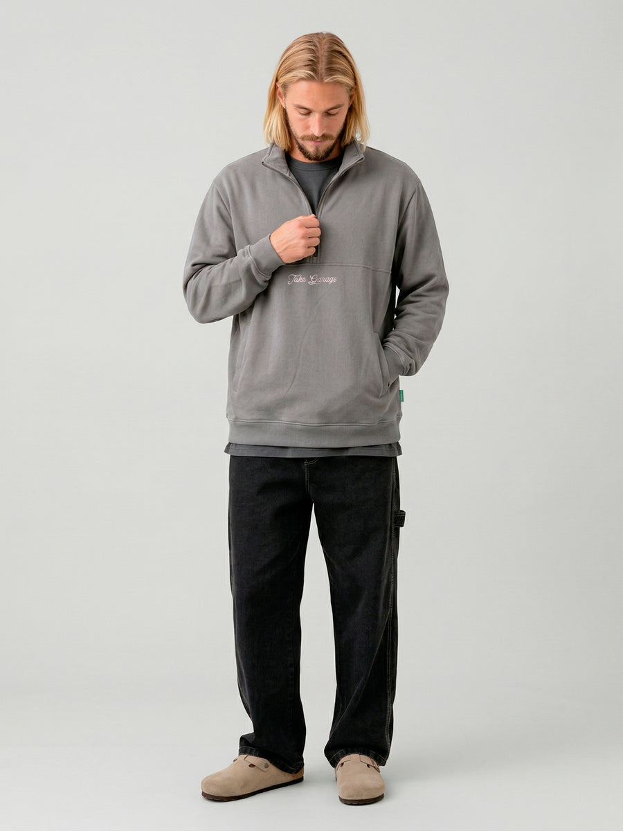 Poleron Half Zipper Negro Hombre Ozzy